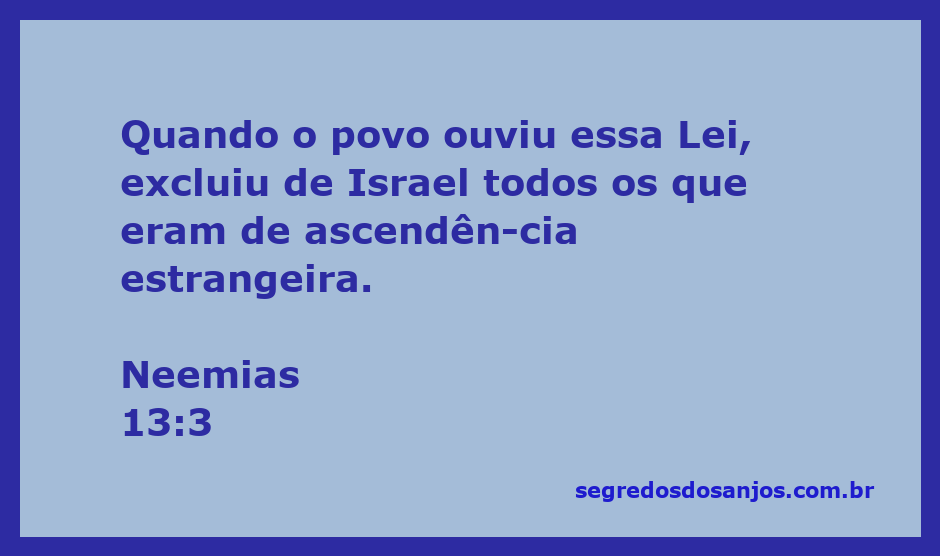Representação da exclusão de estrangeiros da comunidade israelita conforme Neemias 13:3.