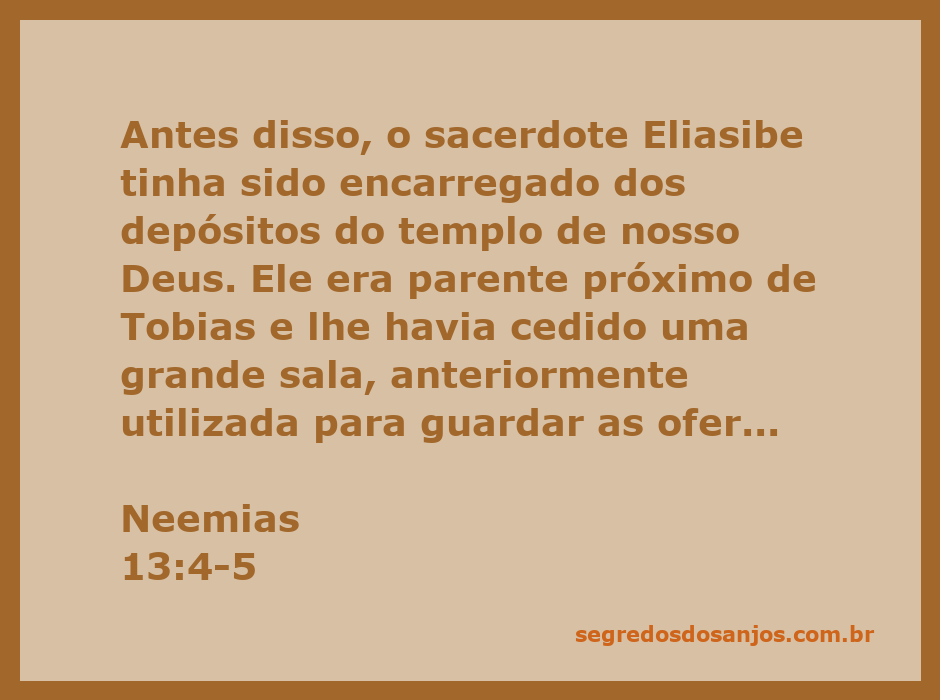 Imagem representativa do templo de Deus e dos depósitos sagrados mencionados em Neemias 13:4-5.