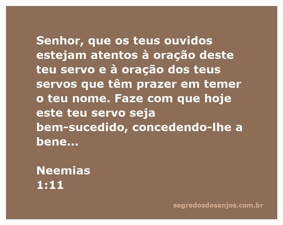 Ilustração do versículo Neemias 1:11, mostrando um homem orando em busca de sucesso e benevolência.