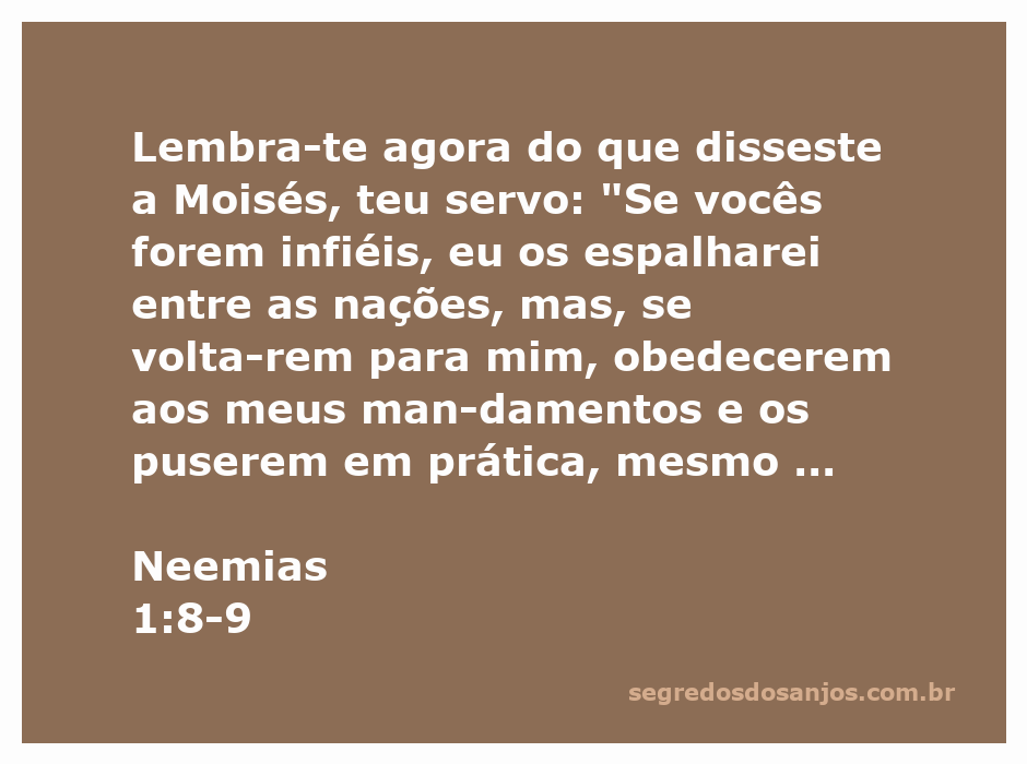 Versículo de Neemias 1:8-9 que fala sobre a fidelidade a Deus e a promessa de restauração.