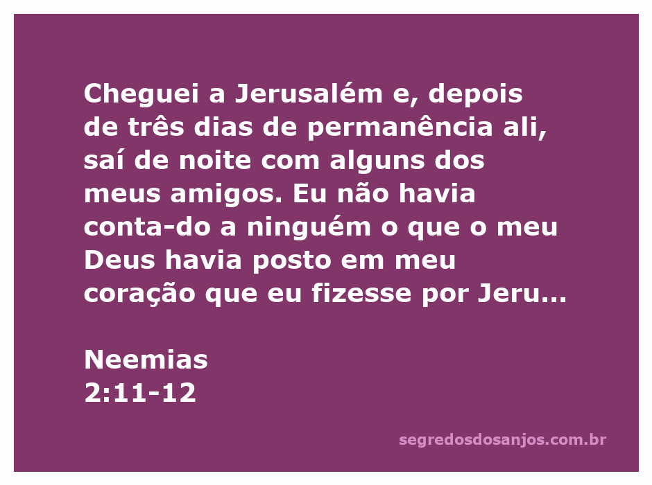 Neemias chegando a Jerusalém à noite, em uma jornada secreta com seus amigos, montado em um animal.