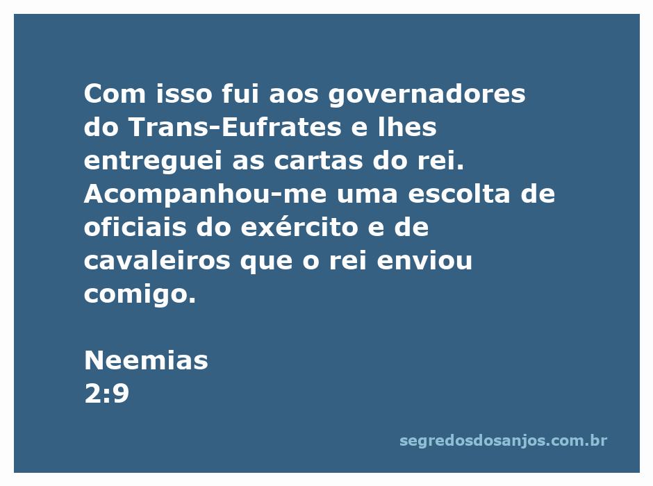Neemias entregando cartas aos governadores do Trans-Eufrates com uma escolta de oficiais e cavaleiros.