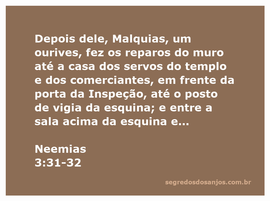 Ilustração do reparo do muro em Neemias 3:31-32, mostrando ourives e comerciantes trabalhando juntos.
