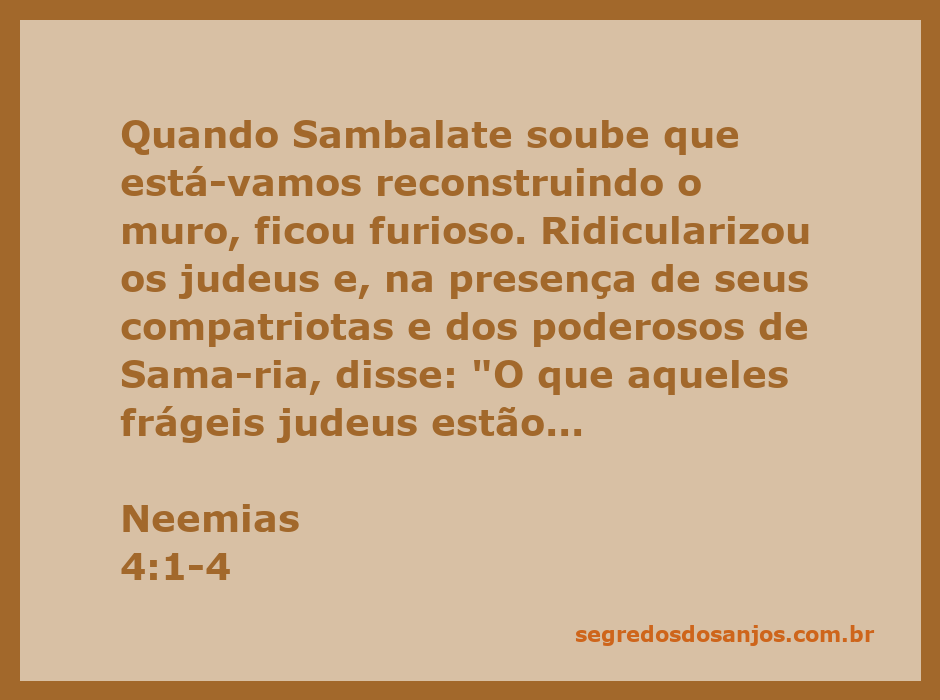 Imagem representando a cena de Sambalate e Tobias ridicularizando os judeus durante a reconstrução do muro de Jerusalém.