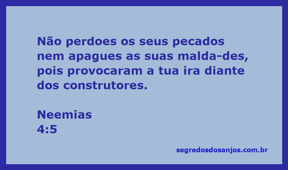 Versículo de Neemias 4:5 enfatizando a importância do arrependimento e a ira divina.