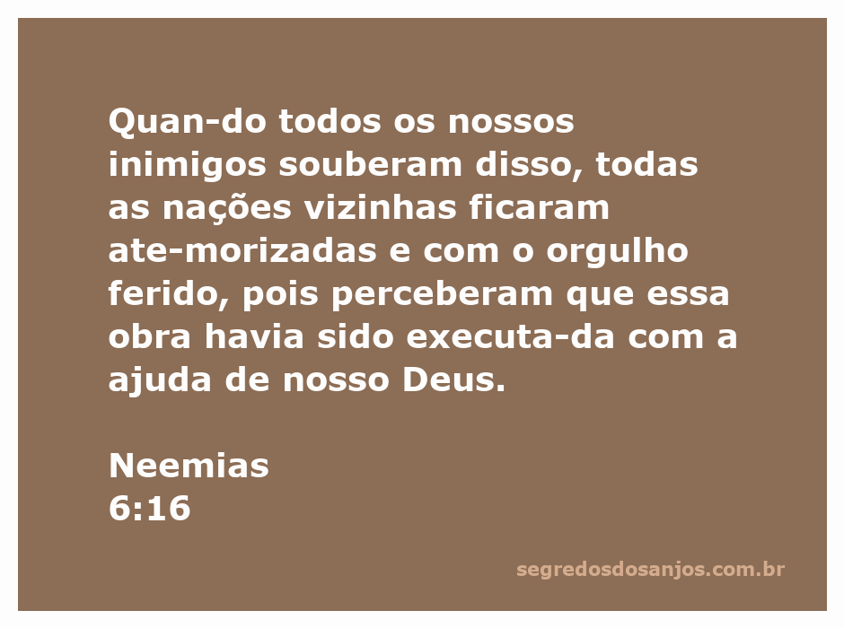 Imagem ilustrativa da passagem Neemias 6:16, destacando a ajuda de Deus na realização de uma obra que trouxe temor aos inimigos