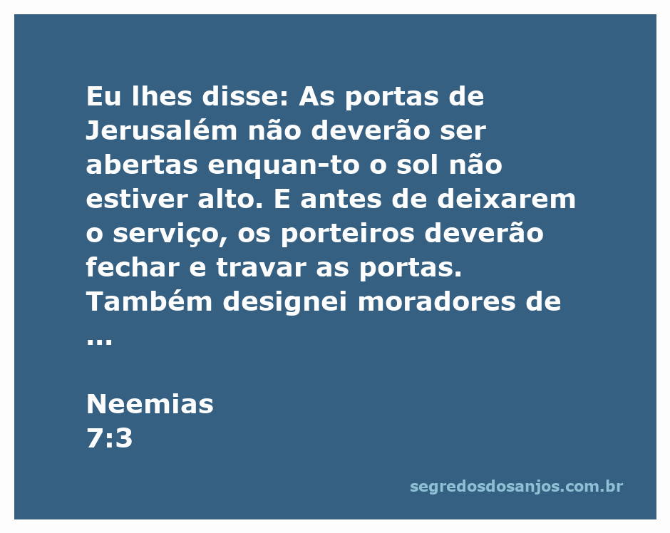 Imagem ilustrativa de Neemias orientando os porteiros sobre a segurança das portas de Jerusalém ao amanhecer.