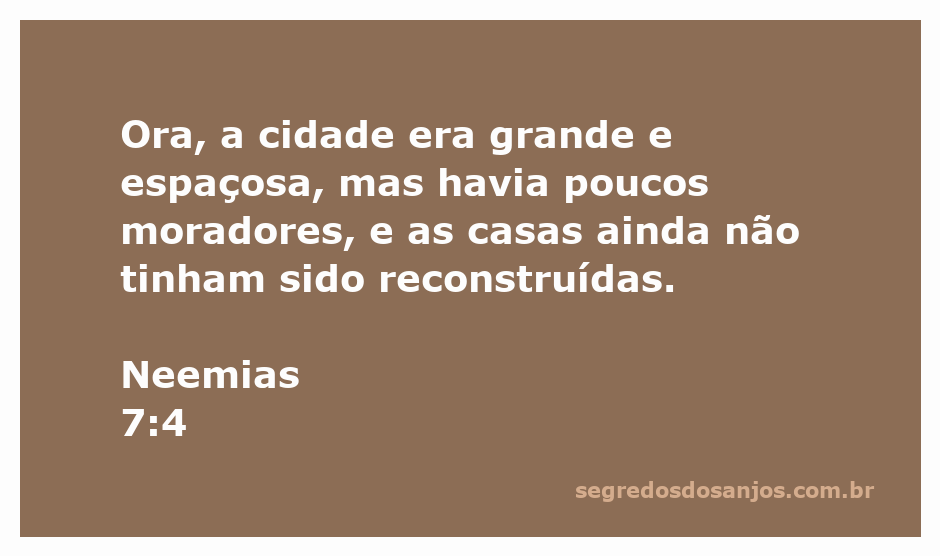 Vista panorâmica da cidade em Neemias 7:4, mostrando a grande extensão da área com poucas casas habitadas.