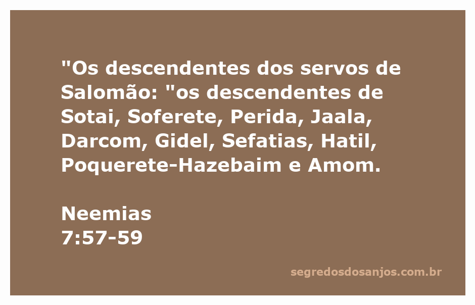 Lista dos descendentes dos servos de Salomão mencionados em Neemias 7:57-59.
