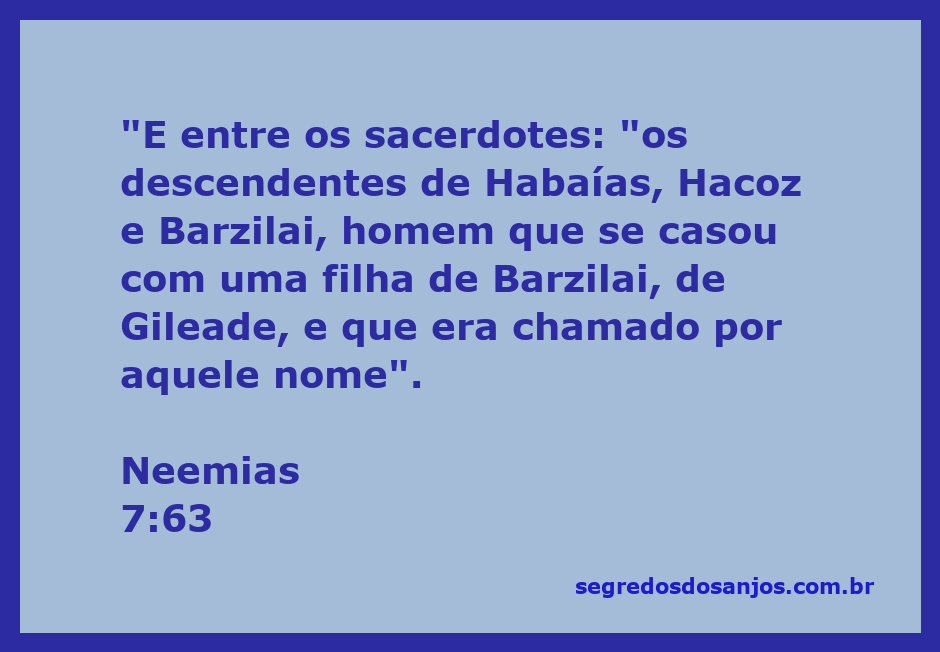 Imagem representativa dos descendentes de Habaías, Hacoz e Barzilai mencionados em Neemias 7:63.