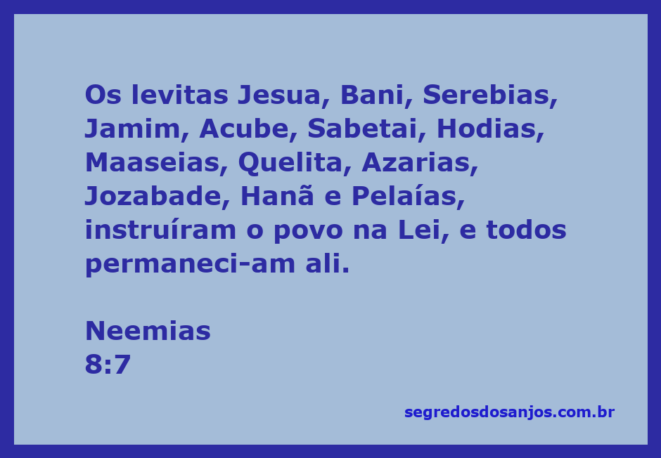 Os levitas instruindo o povo na Lei conforme Neemias 8:7