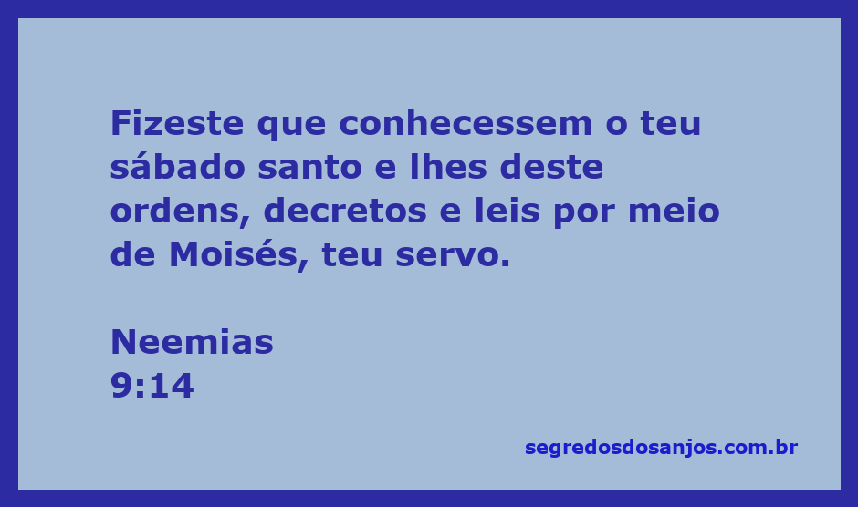 Ilustração da passagem Neemias 9:14, destacando a importância do sábado e as leis dadas a Moisés.