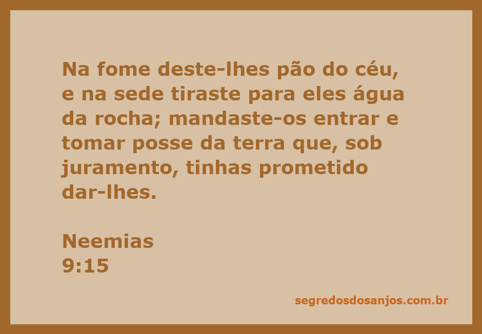 Ilustração de Neemias 9:15 mostrando o pão do céu e água da rocha, simbolizando a provisão de Deus para o seu povo.