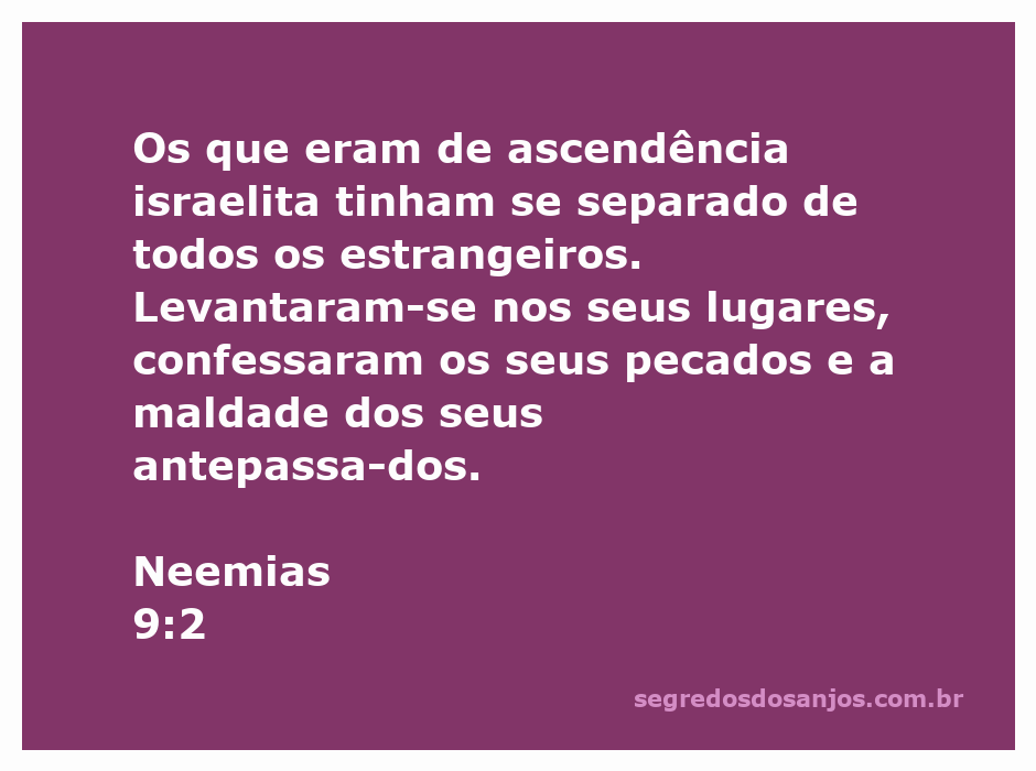 Pessoas israelitas se reunindo para confessar seus pecados e refletir sobre a maldade dos antepassados, conforme Neemias 9:2.