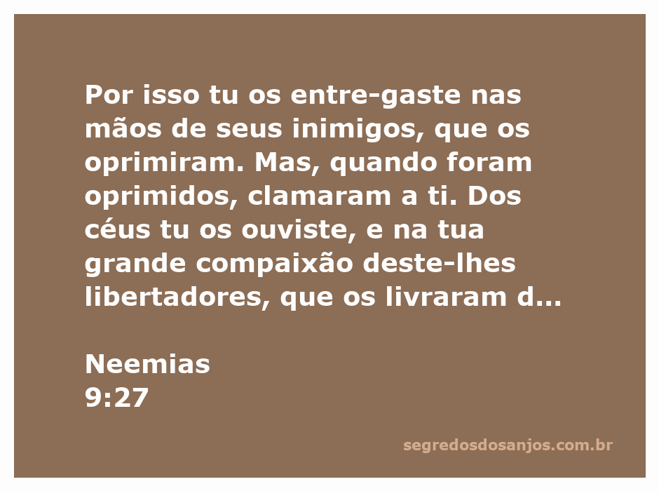 Ilustração da passagem Neemias 9:27, mostrando a opressão e a libertação do povo de Deus.