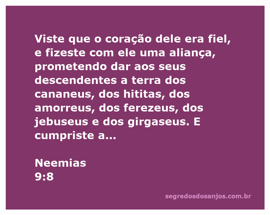 Representação visual do versículo Neemias 9:8, destacando a aliança de Deus com um coração fiel.