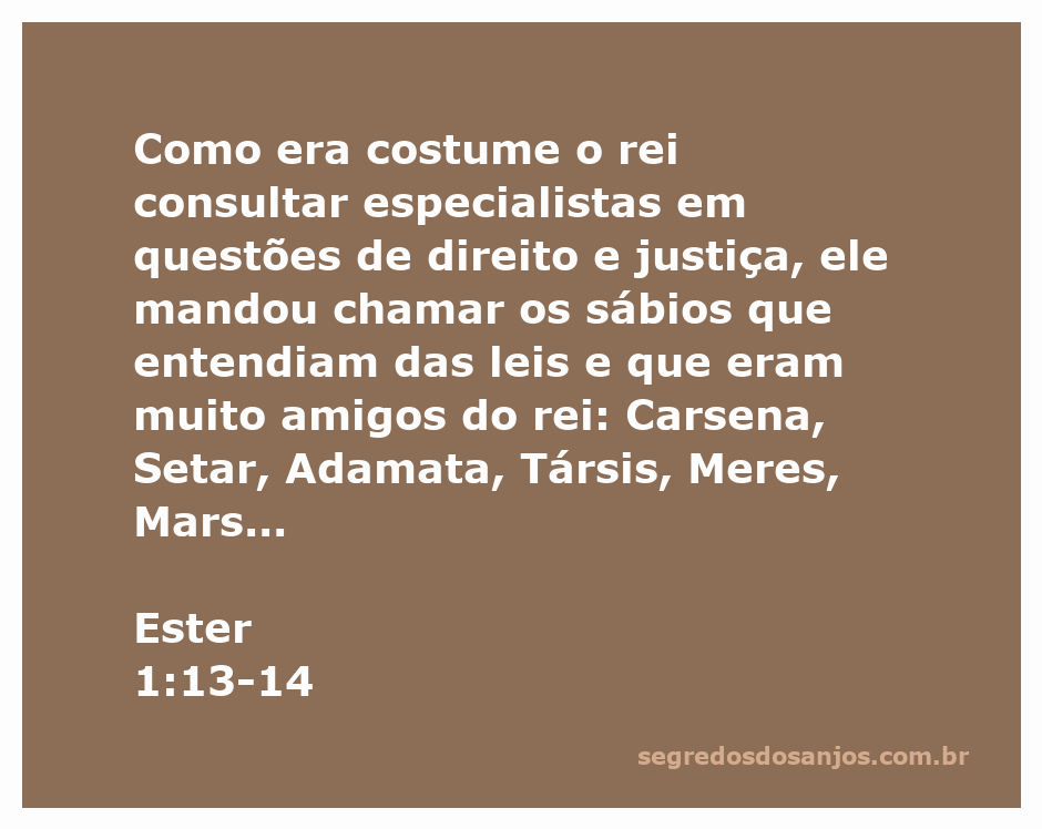 Rei consultando seus sábios sobre questões de direito e justiça, conforme descrito em Ester 1:13-14.