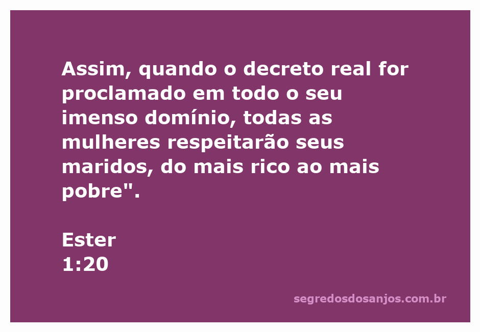 Imagem representando a passagem de Ester 1:20, onde se destaca a importância do respeito entre marido e mulher.