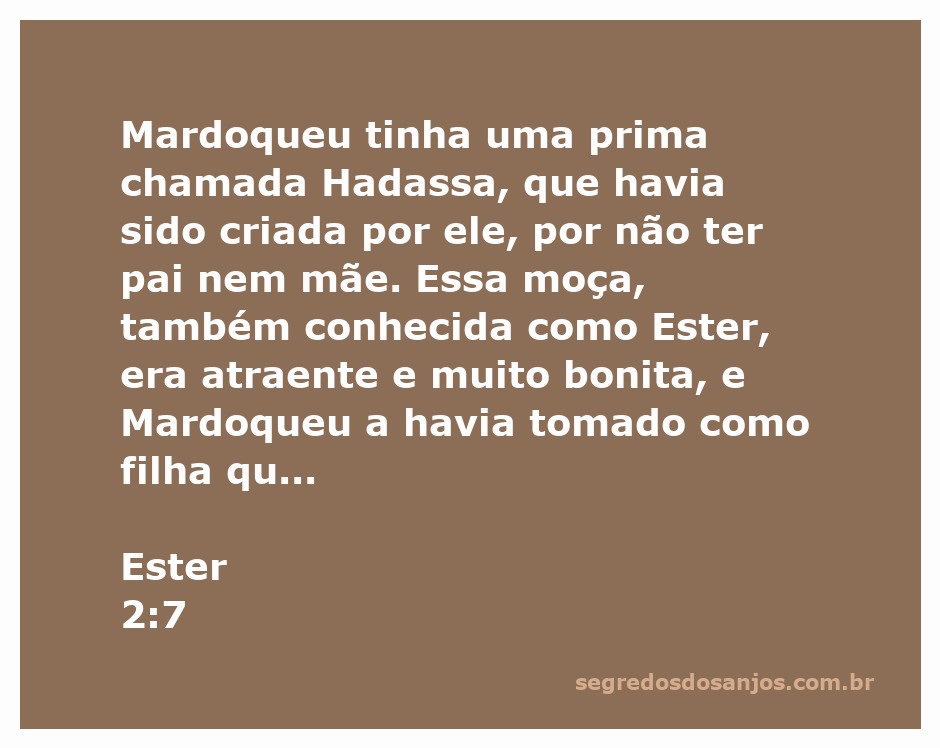 Mardoqueu e Ester, uma jovem atraente e bonita, em uma cena que representa a relação familiar entre eles.