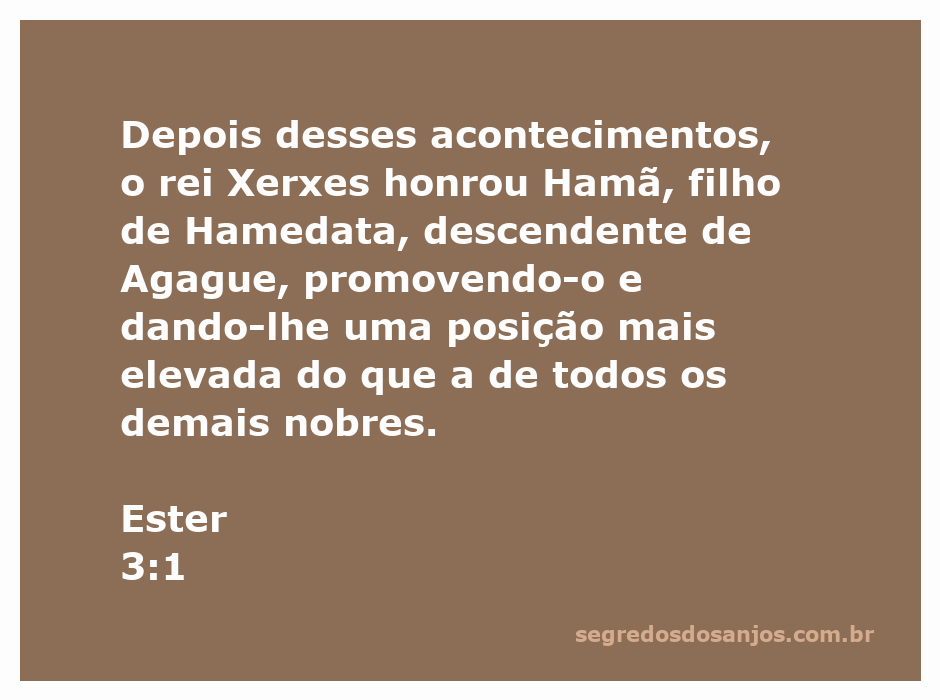 O rei Xerxes honra Hamã, um dos nobres mais poderosos do império, em uma cerimônia de promoção.