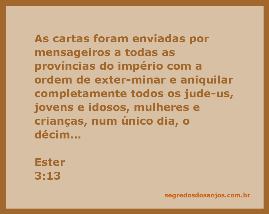 Ilustração representando a ordem de extermínio dos judeus no império persa conforme descrito em Ester 3:13.