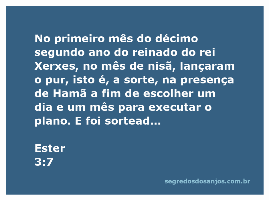 Representação da passagem de Ester 3:7, onde Hamã lança o pur para determinar a data de execução do plano contra os judeus.