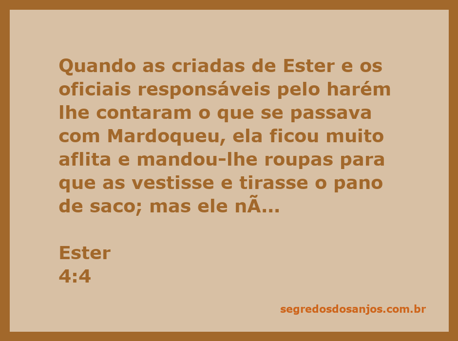Ester enviando roupas para Mardoqueu em um momento de aflição.