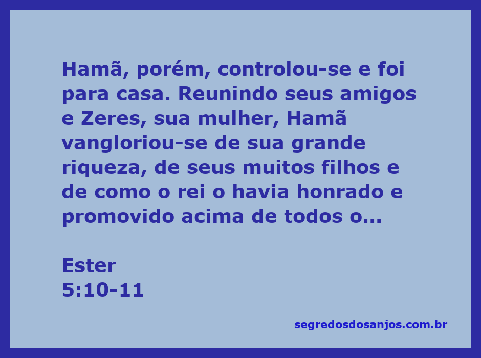 Hamã se vangloriando de sua riqueza e status ao lado de sua esposa Zeres e amigos.