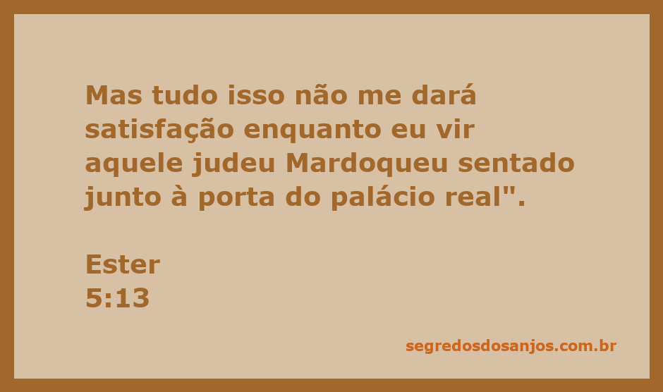 A insatisfação de Hamã ao ver Mardoqueu sentado à porta do palácio real, conforme Ester 5:13.