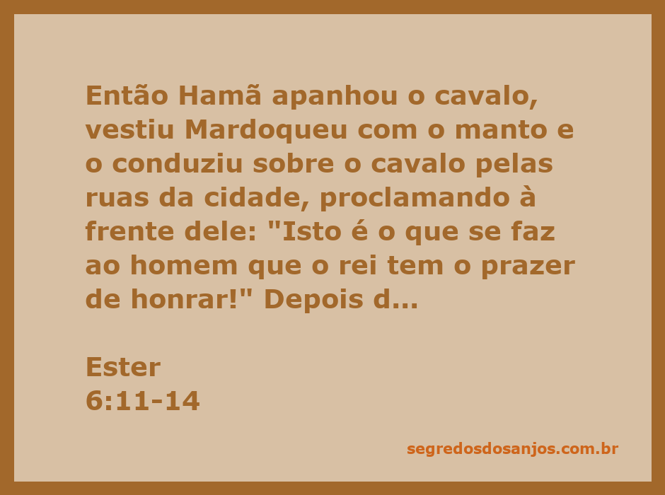 Hamã conduzindo Mardoqueu em um cavalo, vestindo-o com um manto real pelas ruas da cidade em um ato de honra.