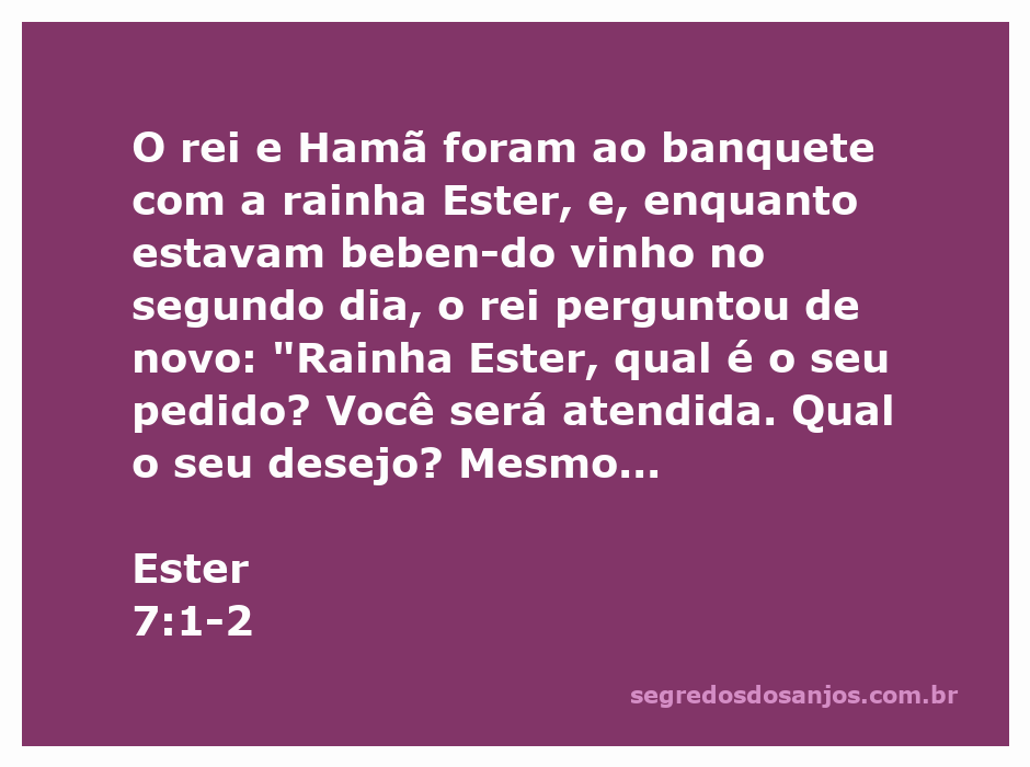 Rei e Hamã participando do banquete com a rainha Ester, enquanto ela faz seu pedido.