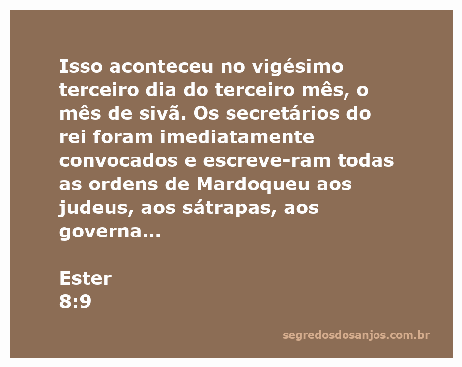 Imagem representativa da passagem de Ester 8:9, mostrando Mardoqueu enviando ordens a diversas províncias.