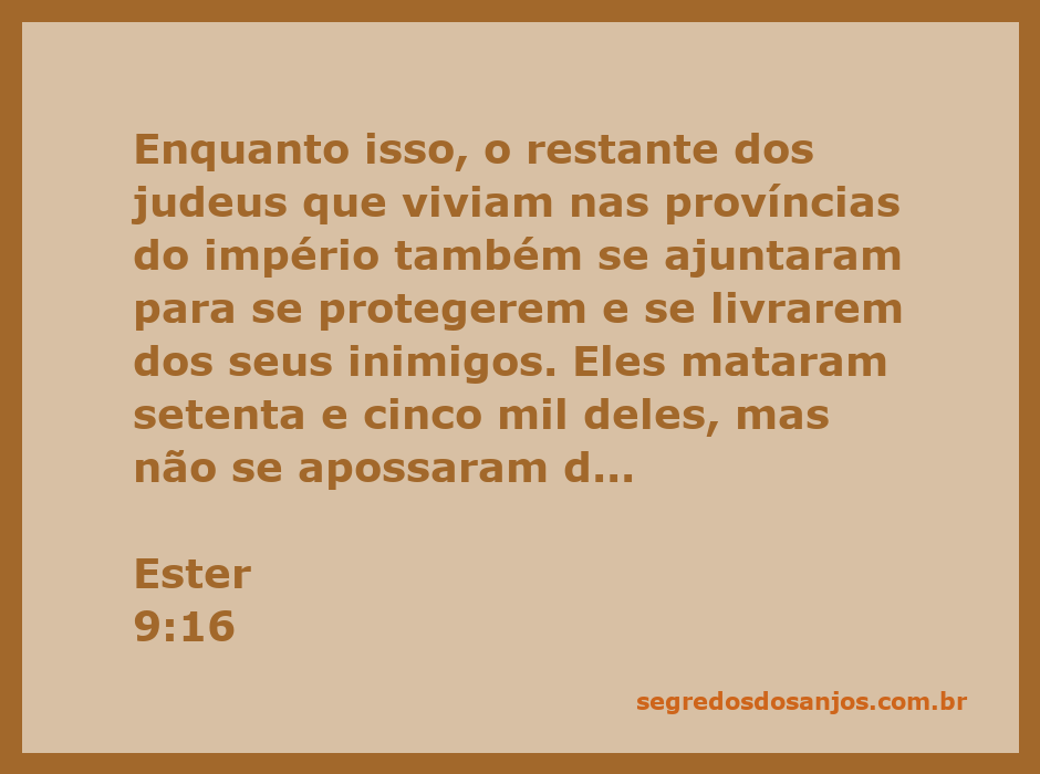 Representação da proteção dos judeus nas províncias do império, conforme Ester 9:16.