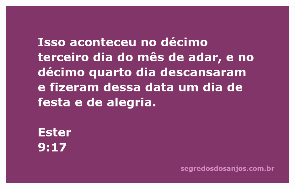 Celebração da festa de Purim conforme descrito em Ester 9:17.