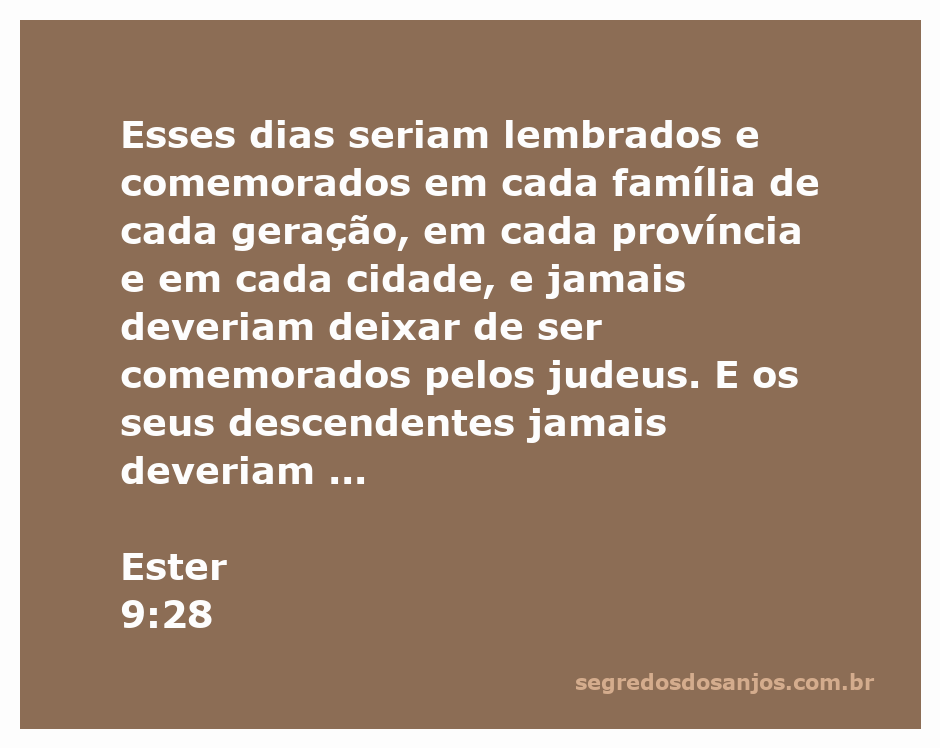 Ilustração da celebração dos dias de Purim conforme mencionado em Ester 9:28