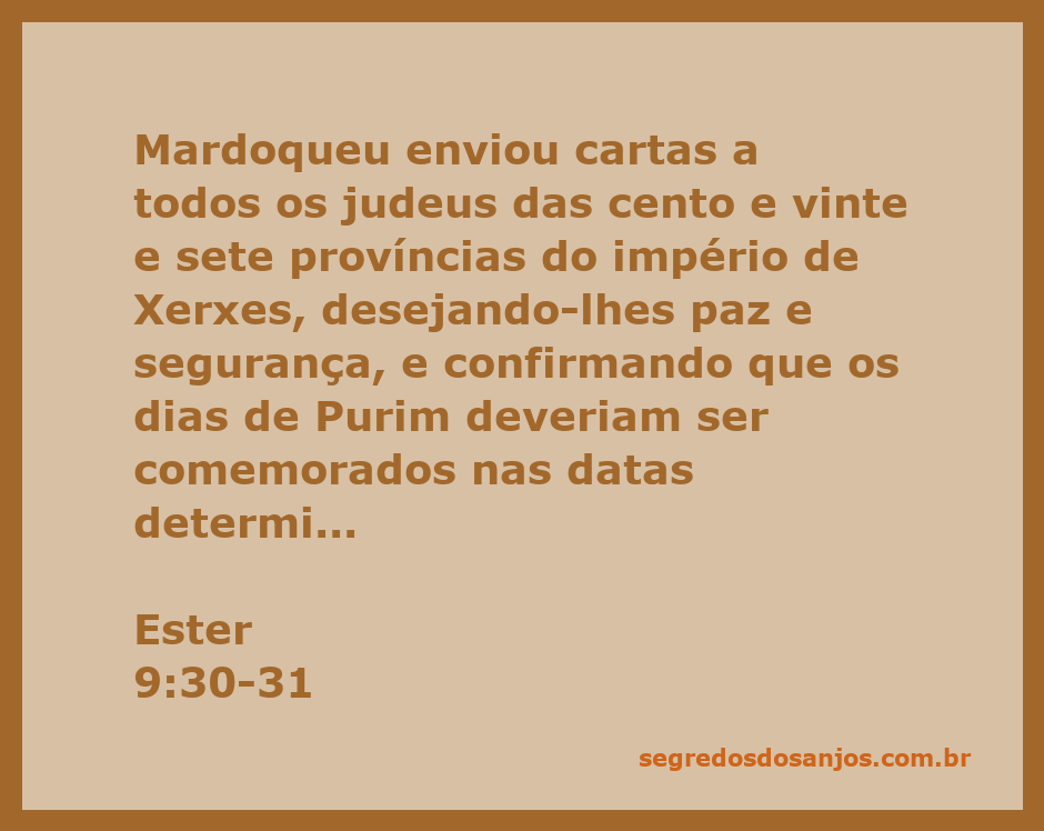 Representação da celebração do Purim com Mardoqueu enviando cartas aos judeus sobre a festividade.