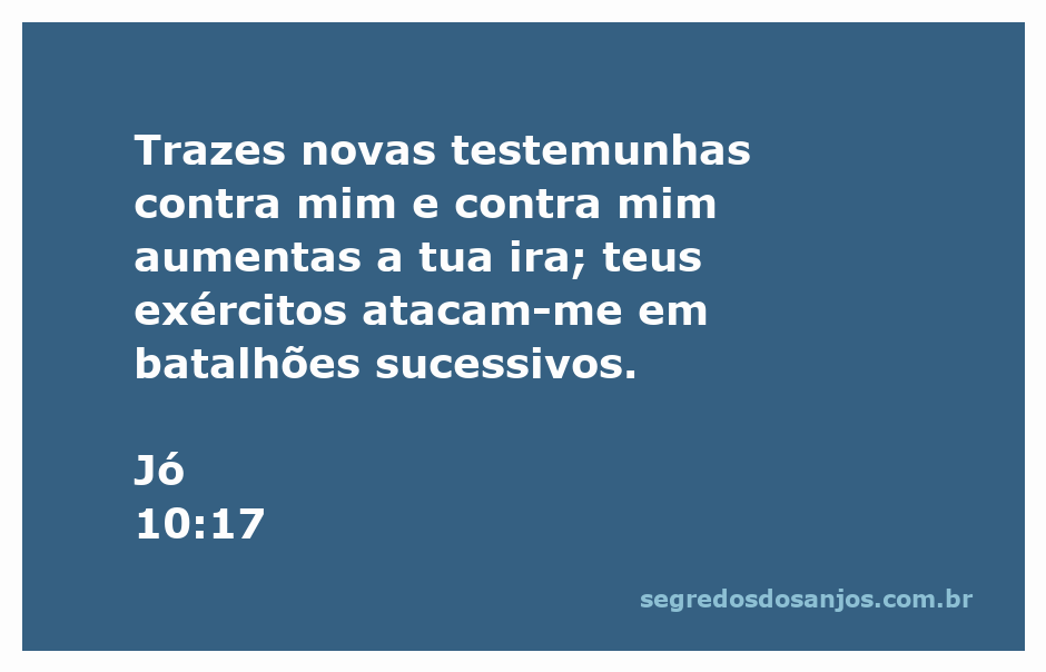 Ilustração da passagem bíblica Jó 10:17, mostrando a angústia de Jó diante das adversidades e a ira divina.