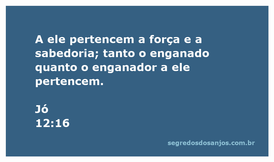 Versículo bíblico de Jó 12:16 destacando a força e a sabedoria de Deus.
