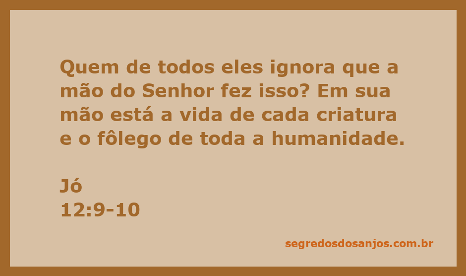 Imagem representativa da criação divina, simbolizando a mão do Senhor segurando a vida e o fôlego da humanidade.