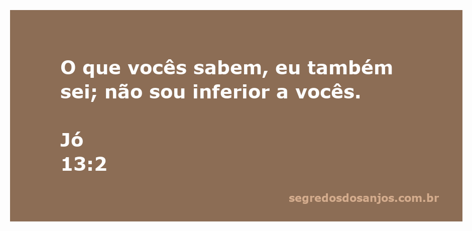 Imagem representando o versículo de Jó 13:2, destacando a igualdade de conhecimento entre o orador e seus ouvintes.