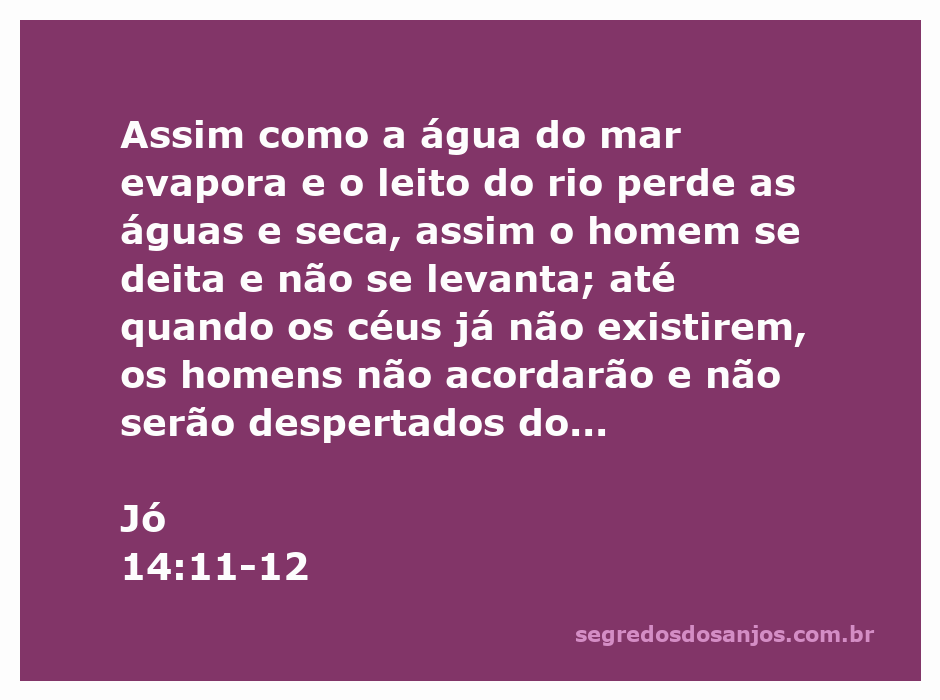 Ilustração do versículo Jó 14:11-12, mostrando a evaporação da água do mar e a secagem de um leito de rio, simbolizando a mortalidade humana.