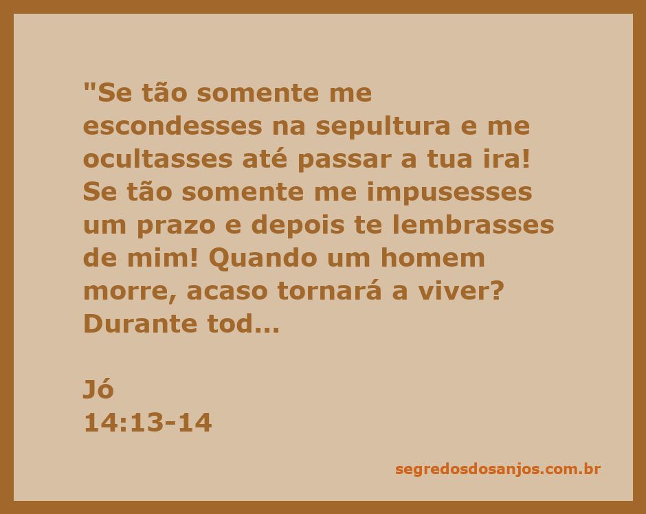Ilustração do versículo Jó 14:13-14, expressando a esperança e a reflexão sobre a morte e a vida após a morte.