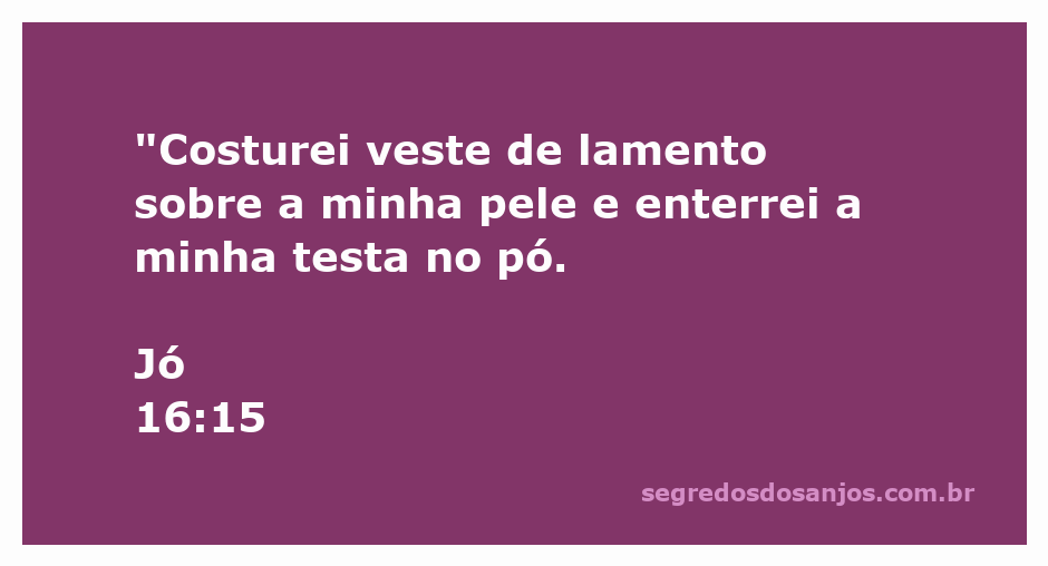 Imagem de uma pessoa vestindo roupas de lamento, com a cabeça baixa em sinal de tristeza, simbolizando a angústia expressa no versículo de Jó 16:15.