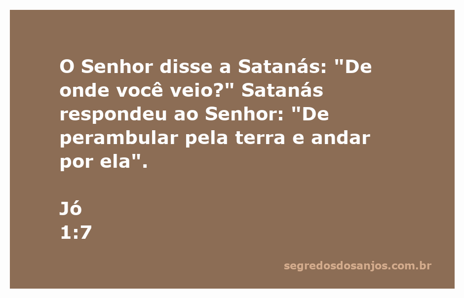 Imagem que representa o diálogo entre o Senhor e Satanás sobre sua peregrinação pela terra, inspirado em Jó 1:7.