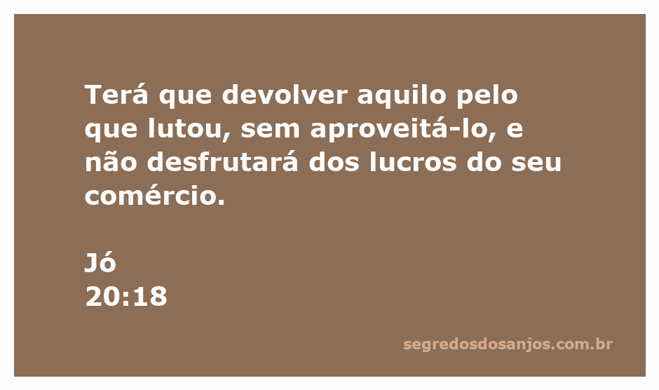 Imagem ilustrativa do versículo de Jó 20:18 sobre a devolução de bens e lucros não desfrutados.