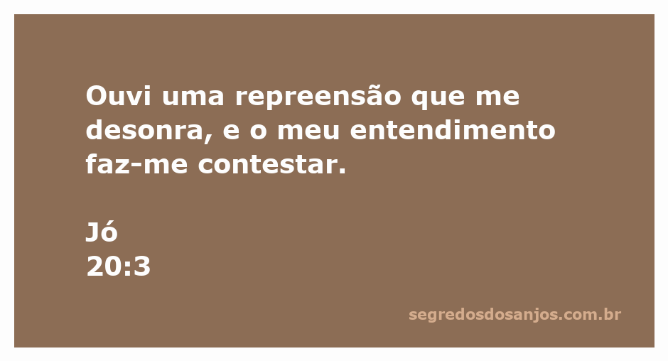 Ilustração do versículo Jó 20:3, destacando a repreensão e o entendimento crítico.