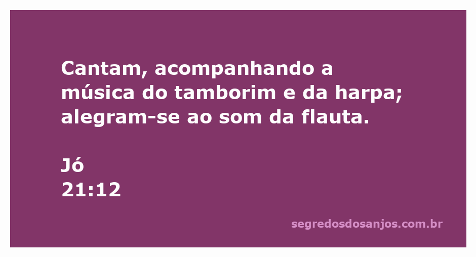 Imagem de pessoas celebrando com instrumentos musicais como tamborim, harpa e flauta, representando a alegria mencionada em Jó 21:12.