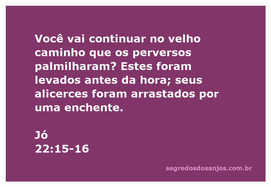 Imagem representativa da passagem de Jó 22:15-16, refletindo sobre os caminhos dos perversos e suas consequências.