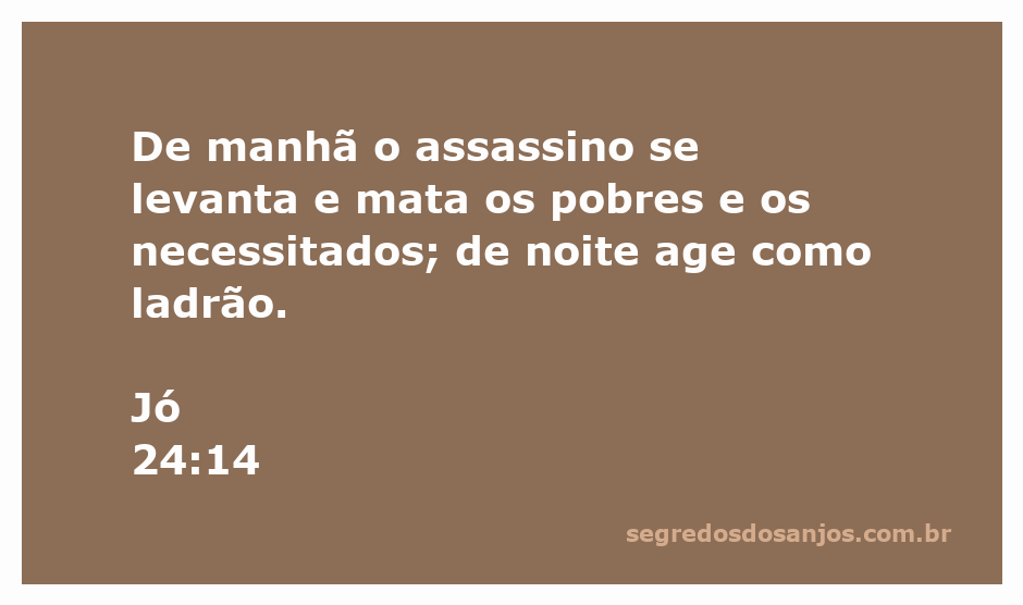 Ilustração representativa do versículo Jó 24:14, mostrando a injustiça e a violência contra os pobres durante o dia e a noite.