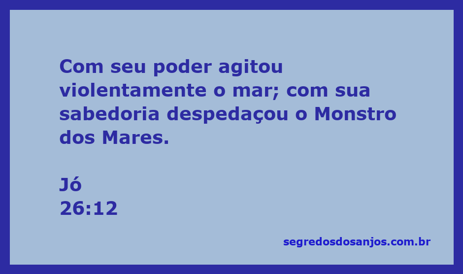 Ilustração de Jó 26:12, representando Deus agitando o mar e derrotando o Monstro dos Mares.
